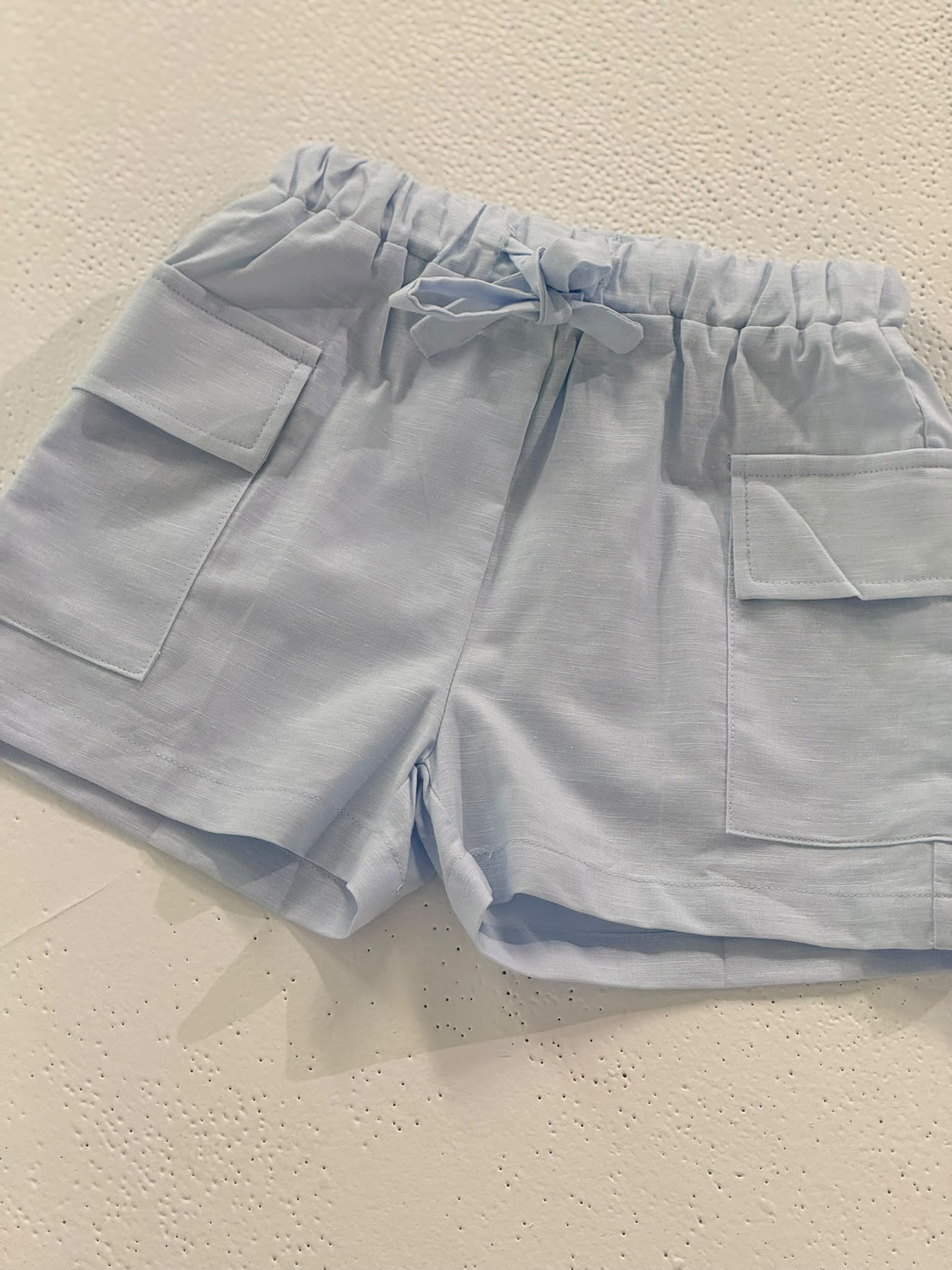 Linen Cargo Shorts | Sky Blue
