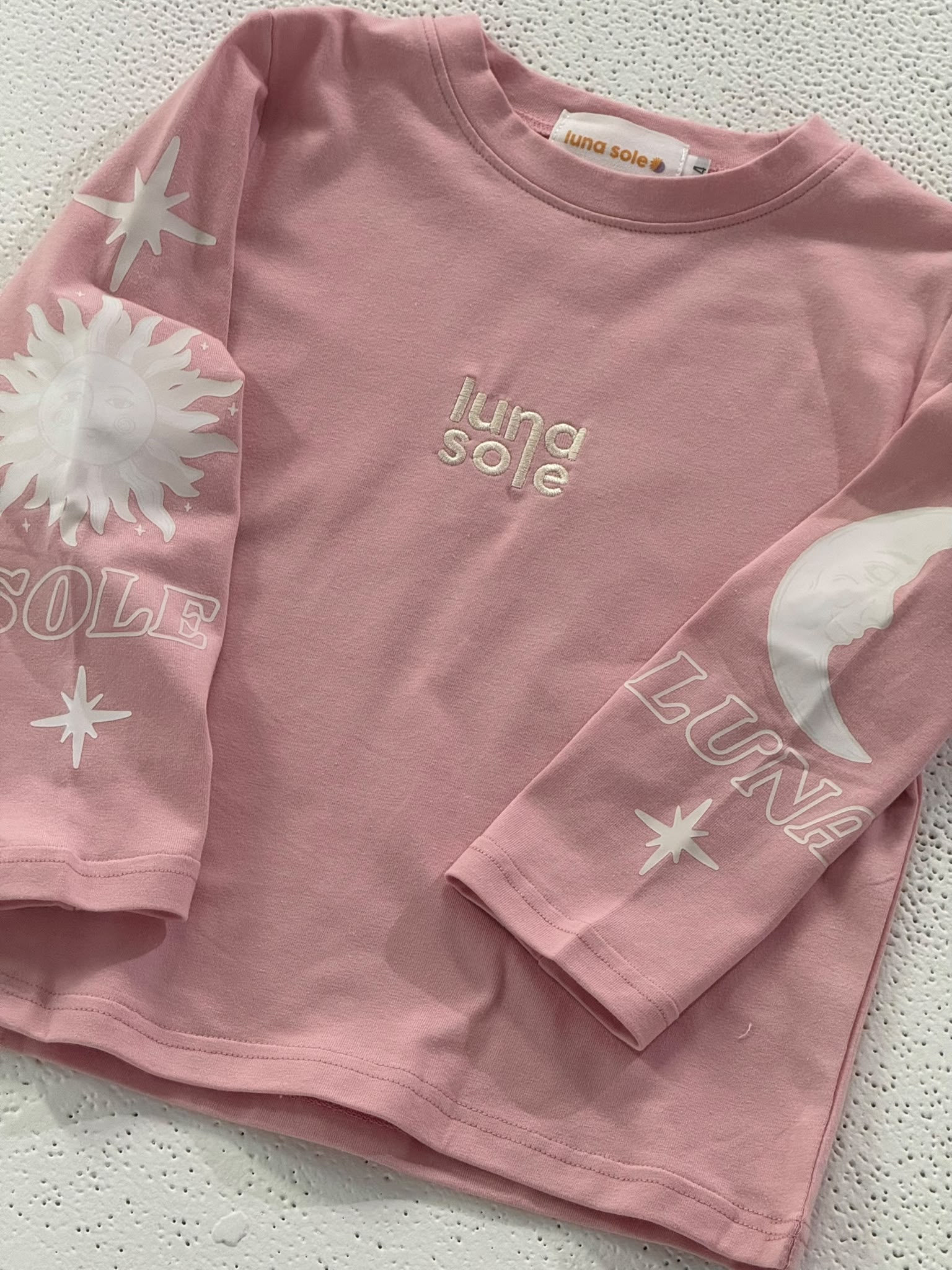 Long Sleeve Printed Tee | Dusty Pink