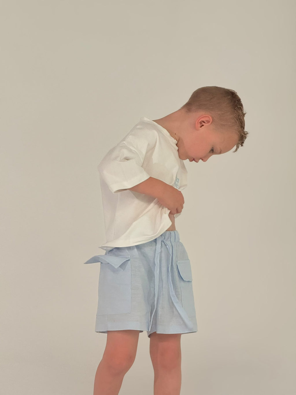 Linen Cargo Shorts | Sky Blue