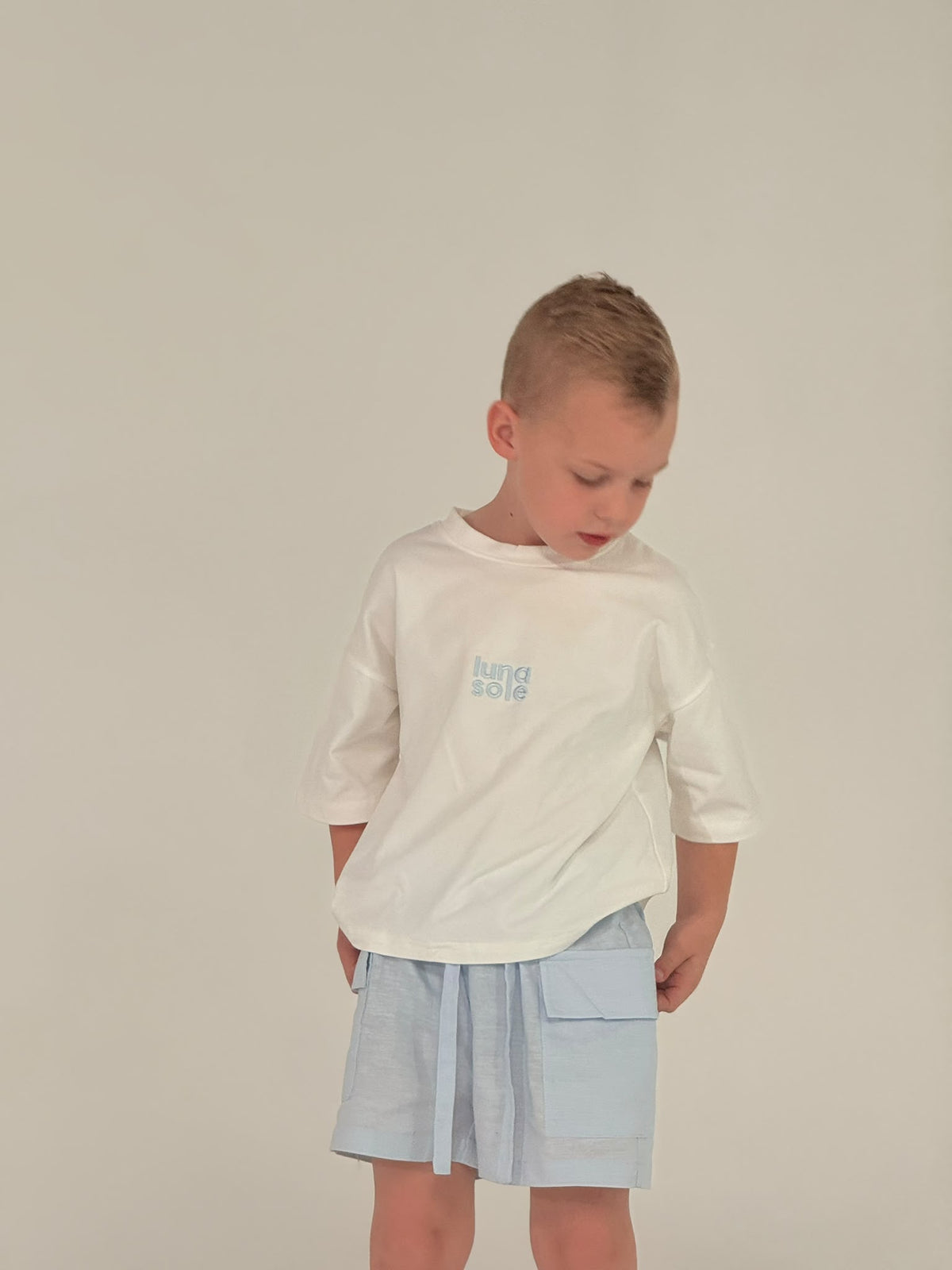 Linen Cargo Shorts | Sky Blue