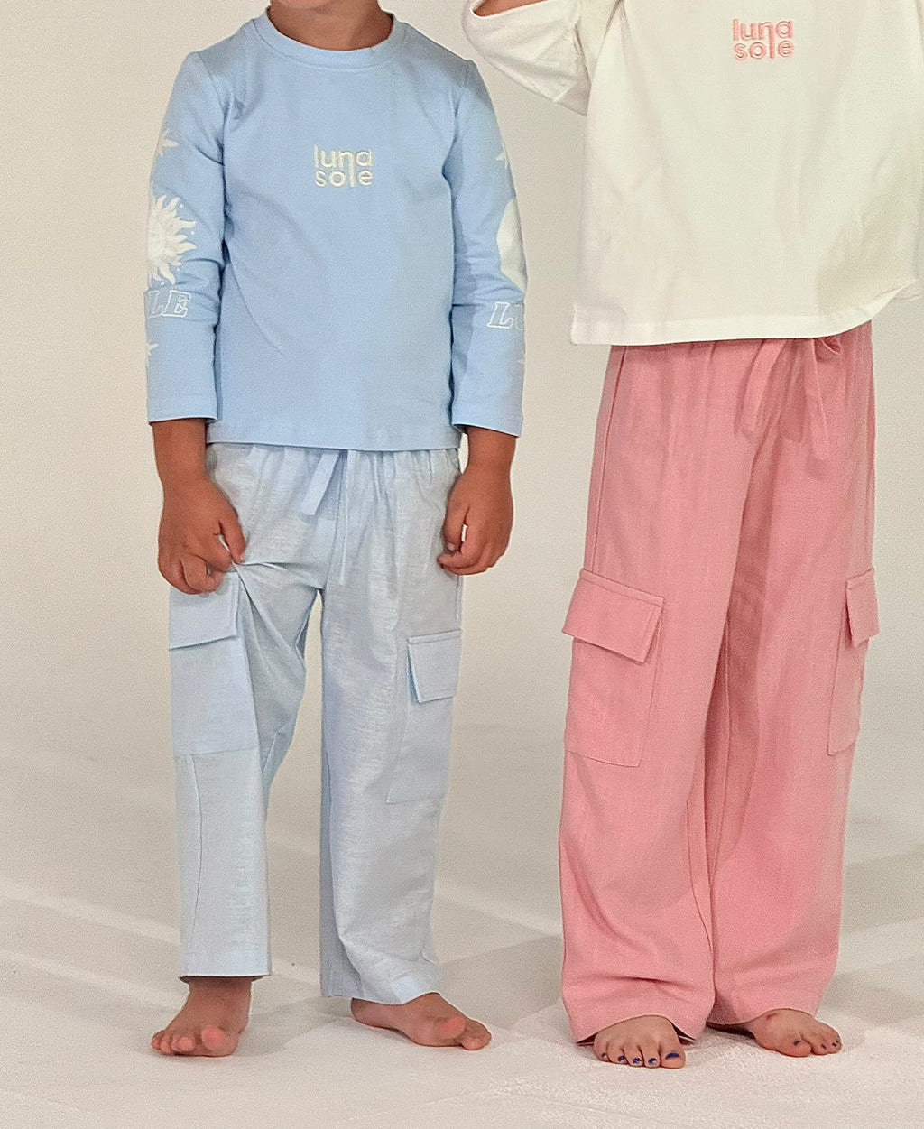 Linen Cargo Pants | Sky Blue