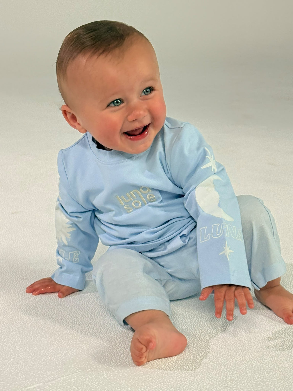 Long Sleeve Printed Tee | Sky Blue