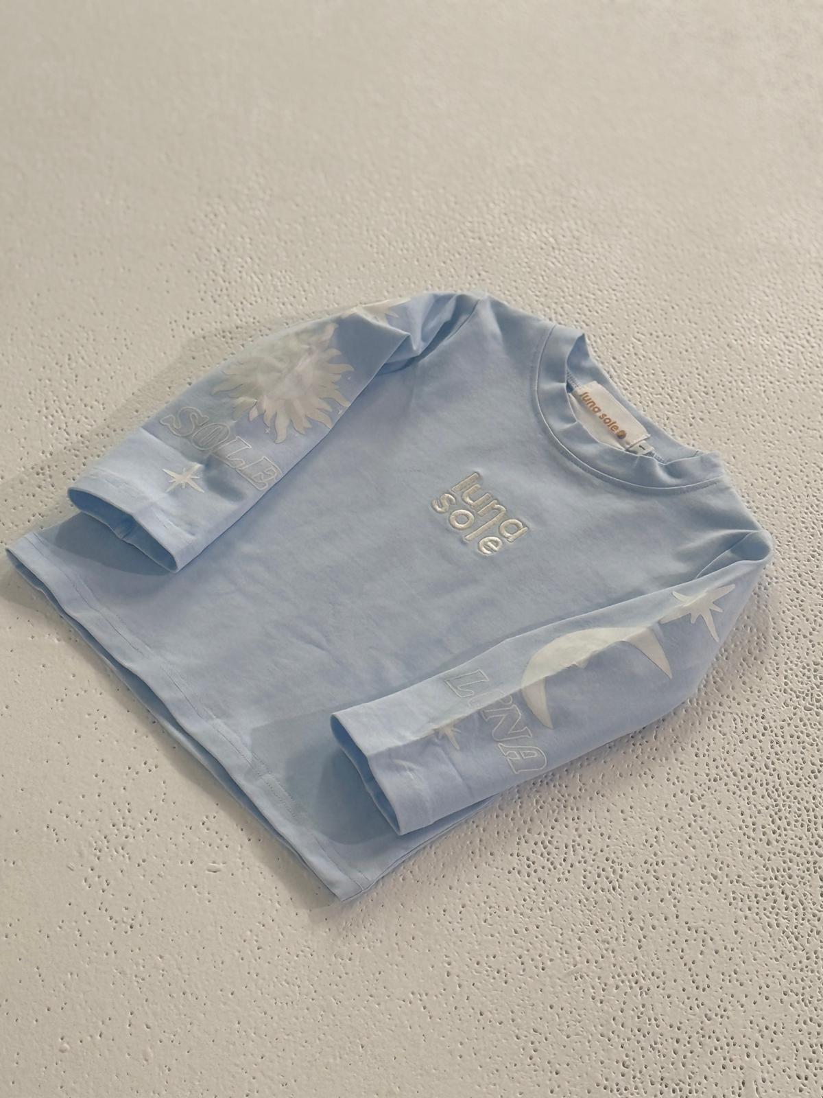 Long Sleeve Printed Tee | Sky Blue