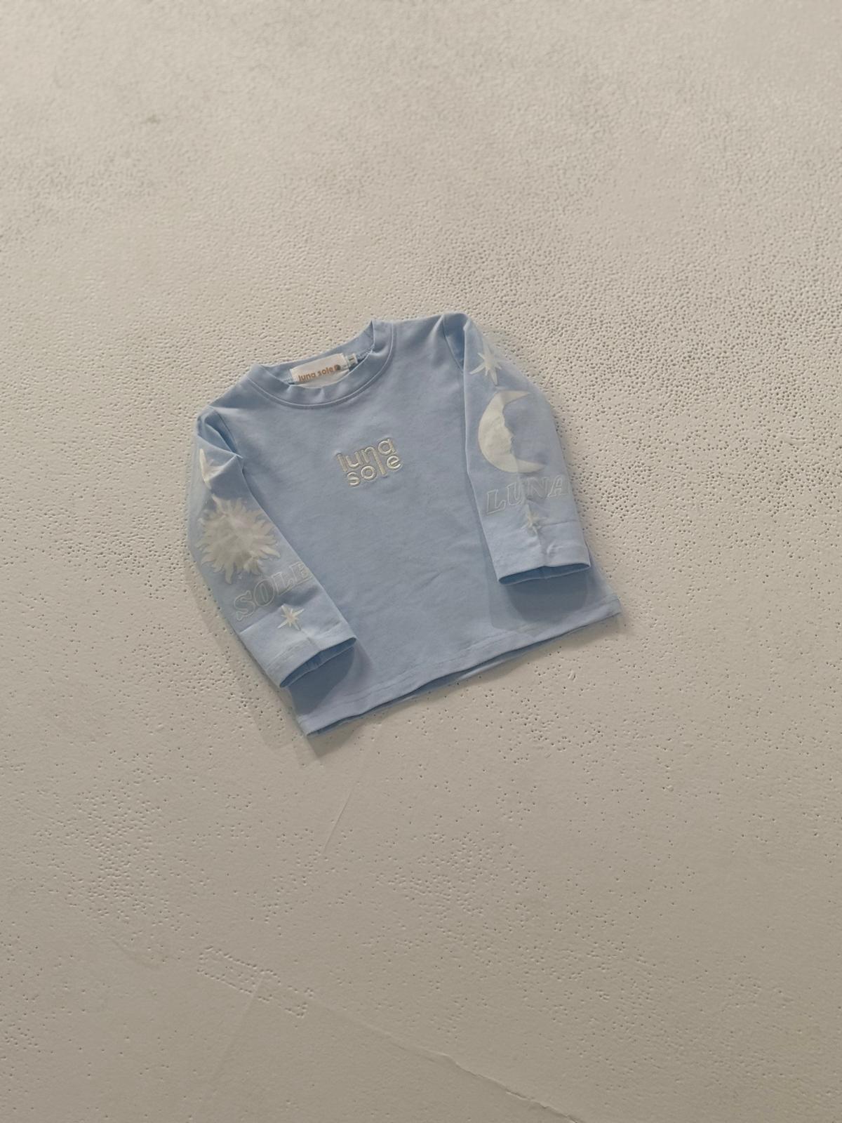 Long Sleeve Printed Tee | Sky Blue